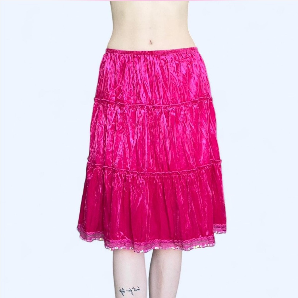 Vintage velvet pink midi skirt